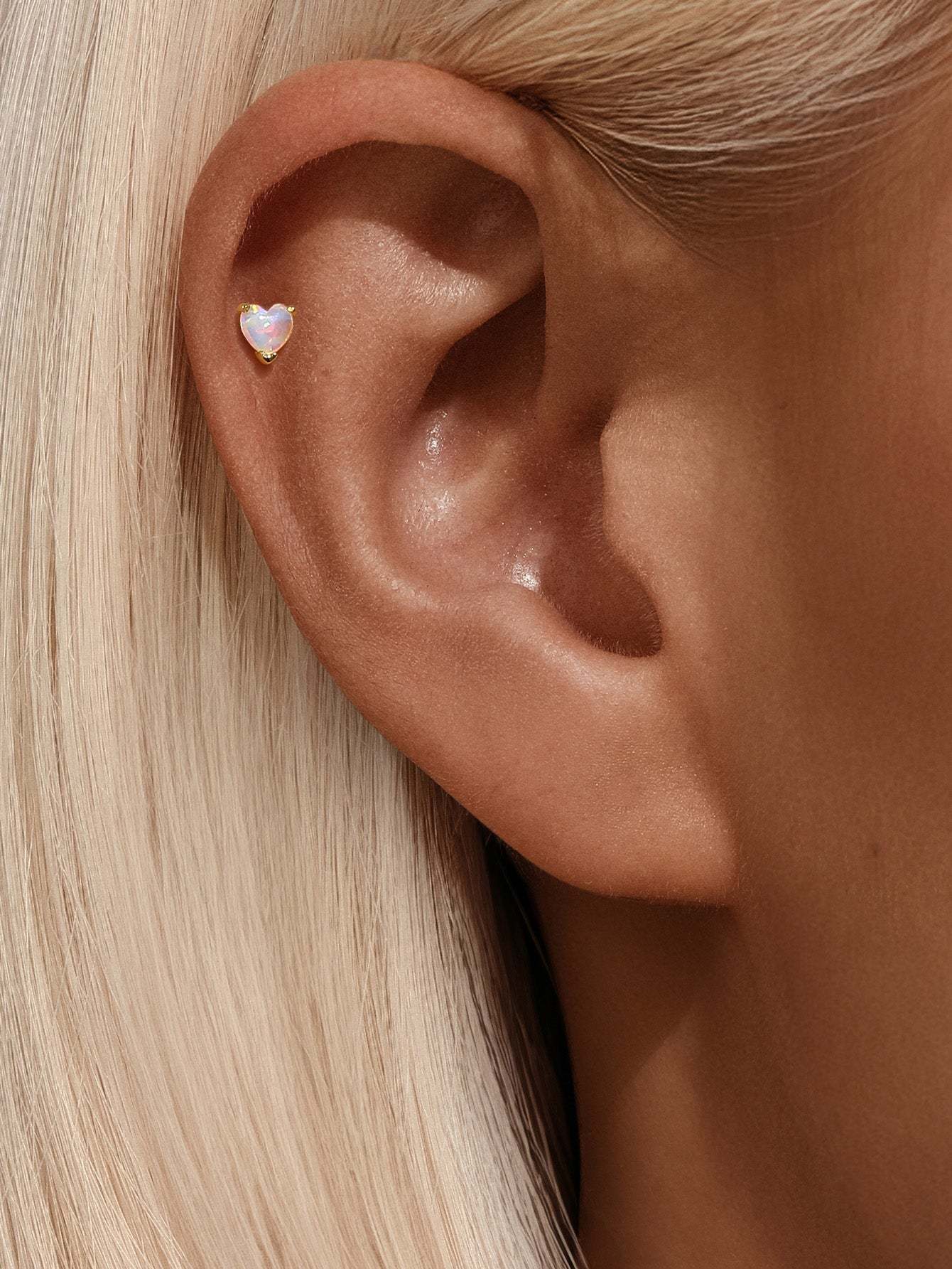 S925 Opal Love Threaded Ear Piercing Stud-Olarajewelry