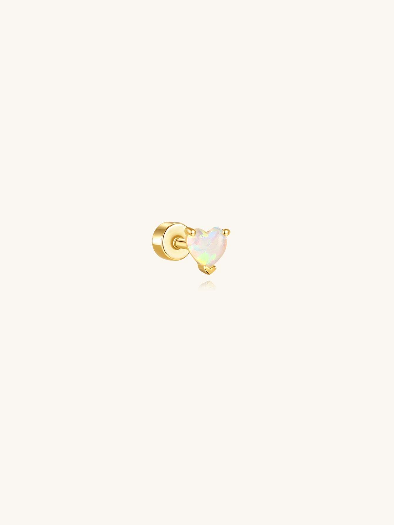 S925 Opal Love Threaded Ear Piercing Stud-Olarajewelry