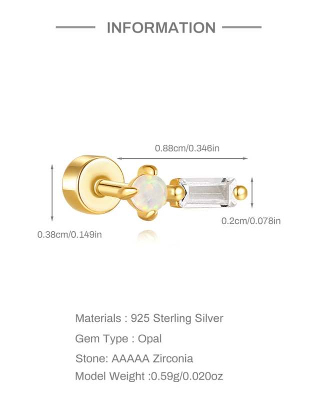 S925 Opal Stud Earring Series-Olarajewelry