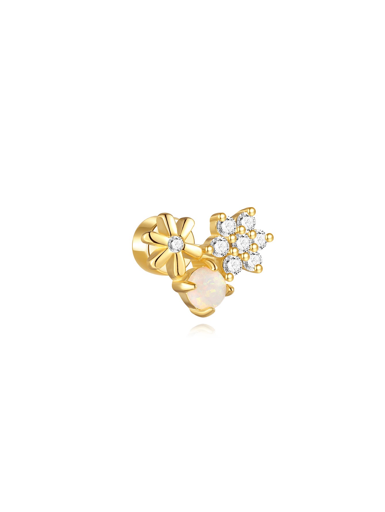 S925 Star and Moon Opal Stud Earring Series-Olarajewelry