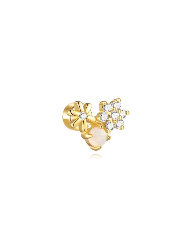 S925 Star and Moon Opal Stud Earring Series-Olarajewelry