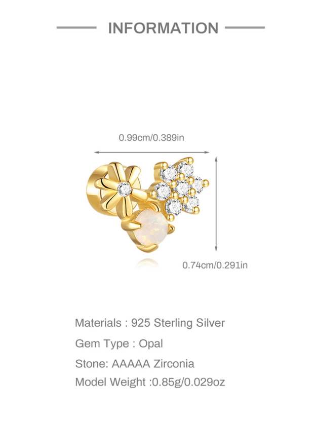 S925 Star and Moon Opal Stud Earring Series-Olarajewelry