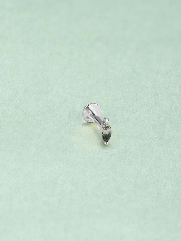 S925 All-Match Water Grass Agate Ear Piercing Stud-Olarajewelry