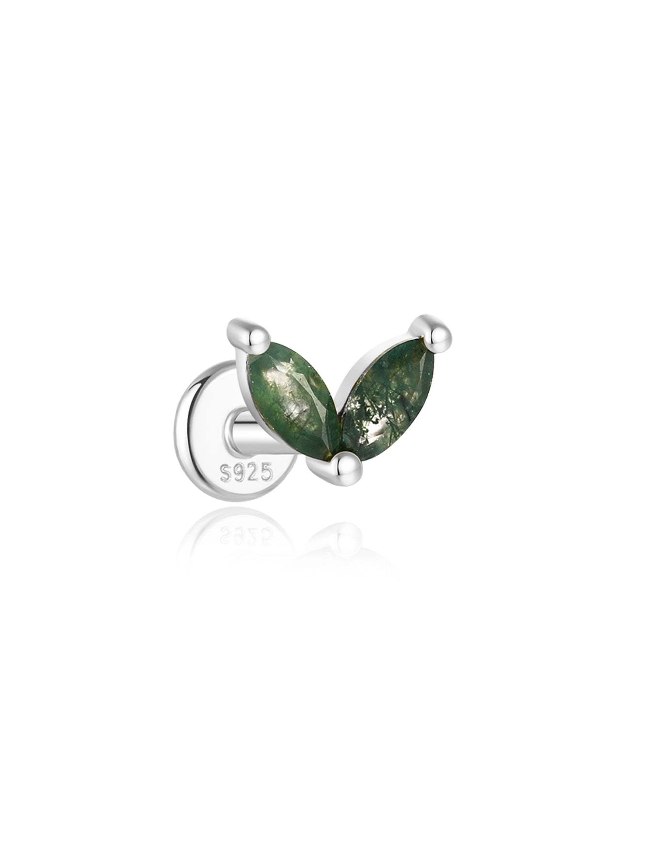 S925 Double Agate Ear Piercing Stud-Olarajewelry