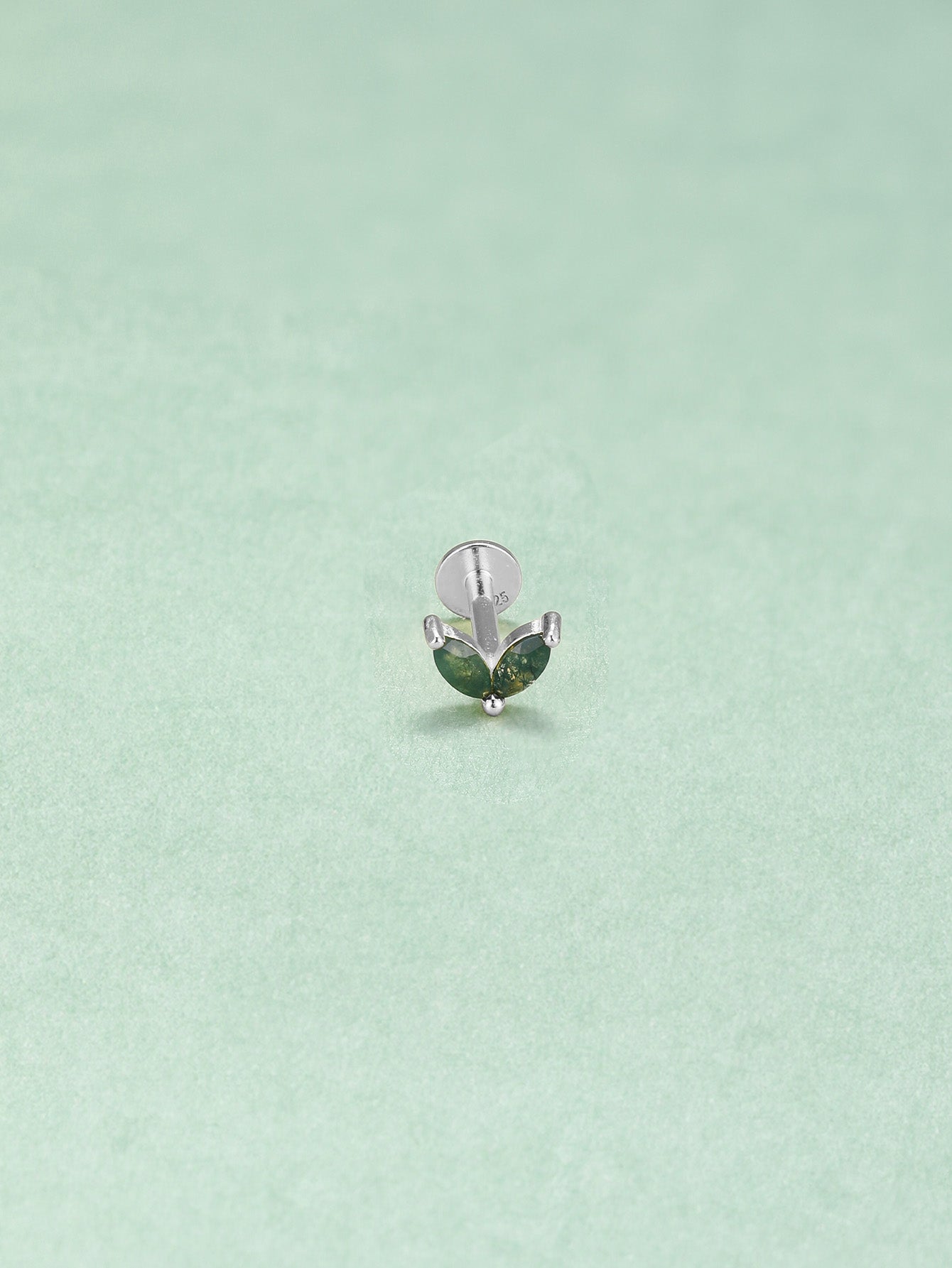 S925 Double Agate Ear Piercing Stud-Olarajewelry