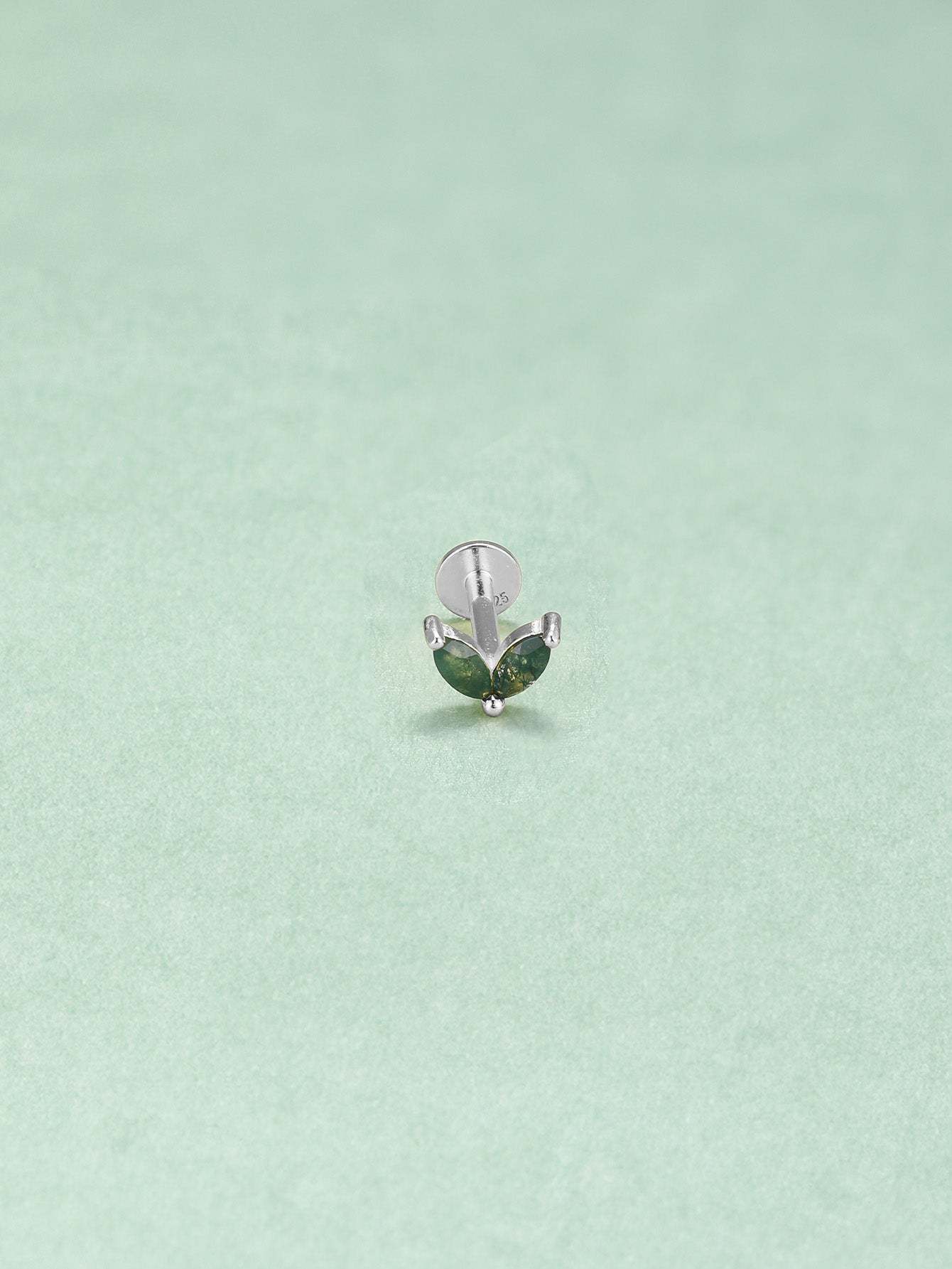 S925 Double Agate Ear Piercing Stud-Olarajewelry