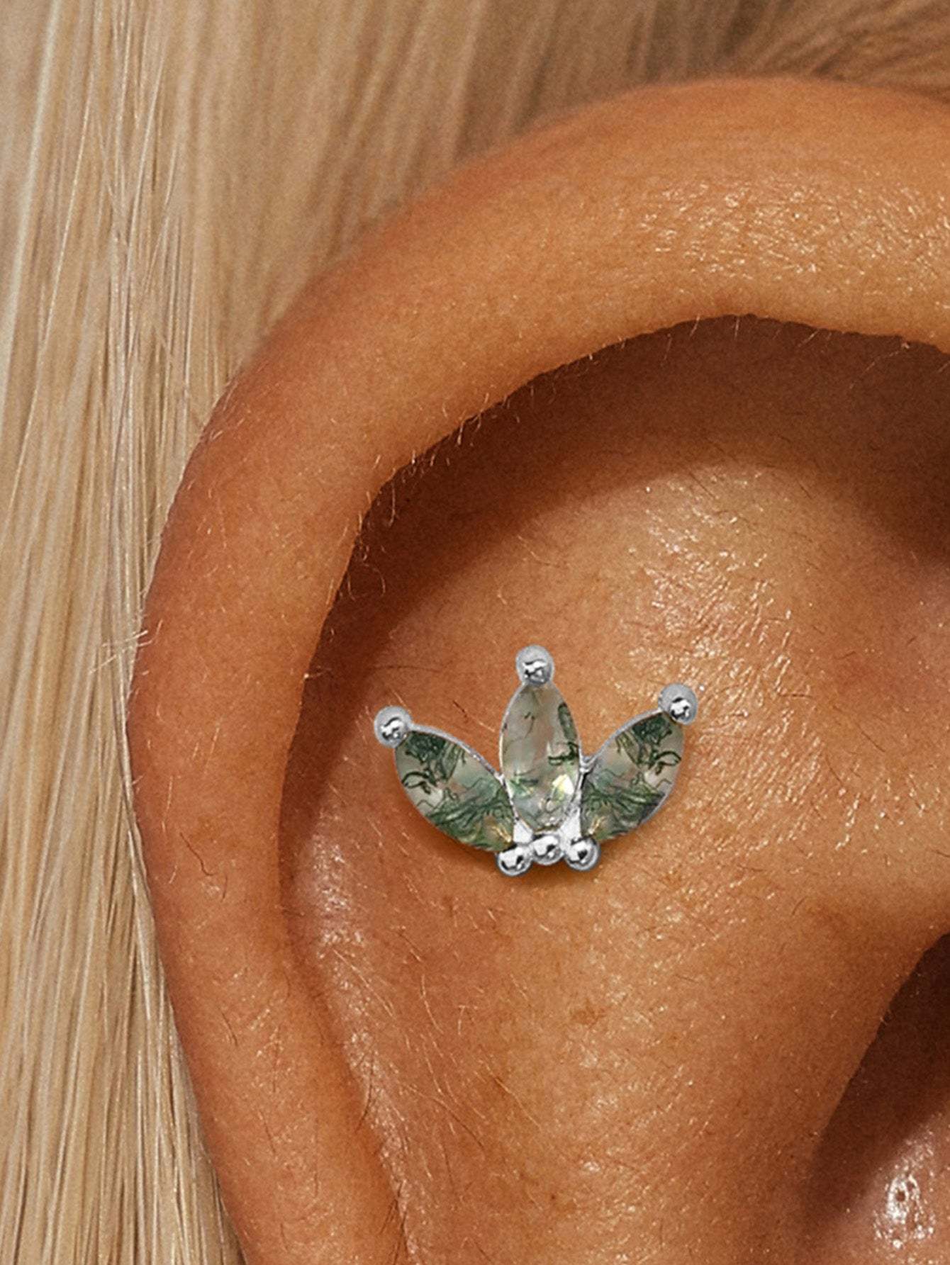 S925 Shamrock Ear Piercing Stud-Olarajewelry