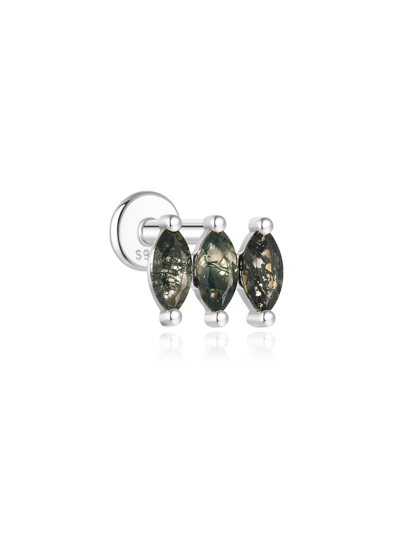 S925 Natural Water Plant Agate Earring Series-Olarajewelry