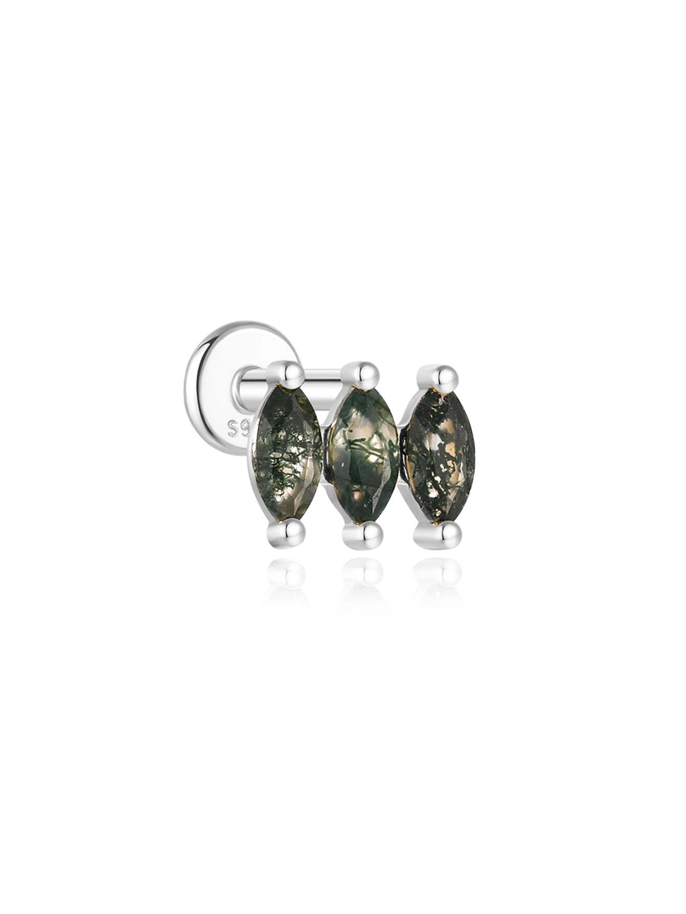 S925 Natural Water Plant Agate Earring Series-Olarajewelry