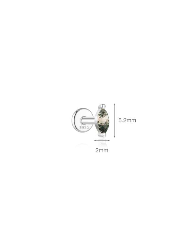 S925 All-Match Water Grass Agate Ear Piercing Stud-Olarajewelry