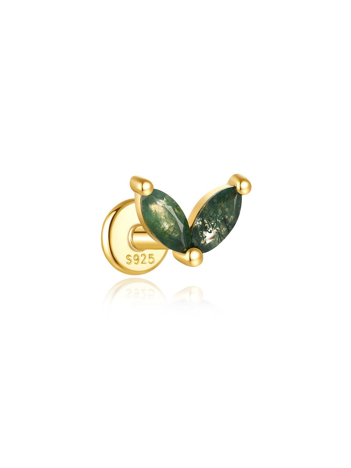 S925 Double Agate Ear Piercing Stud-Olarajewelry