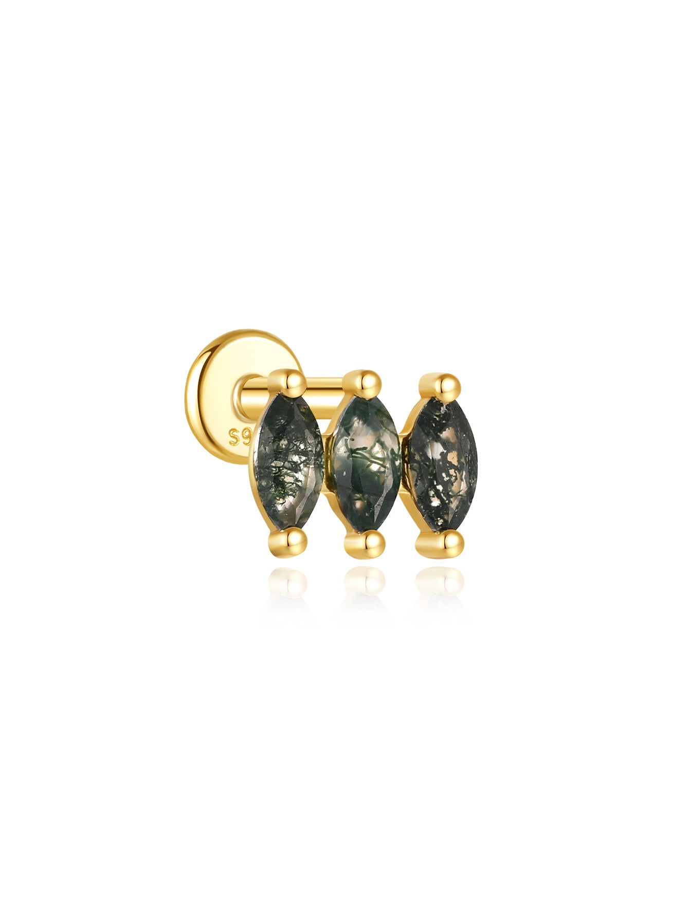 S925 Natural Water Plant Agate Earring Series-Olarajewelry