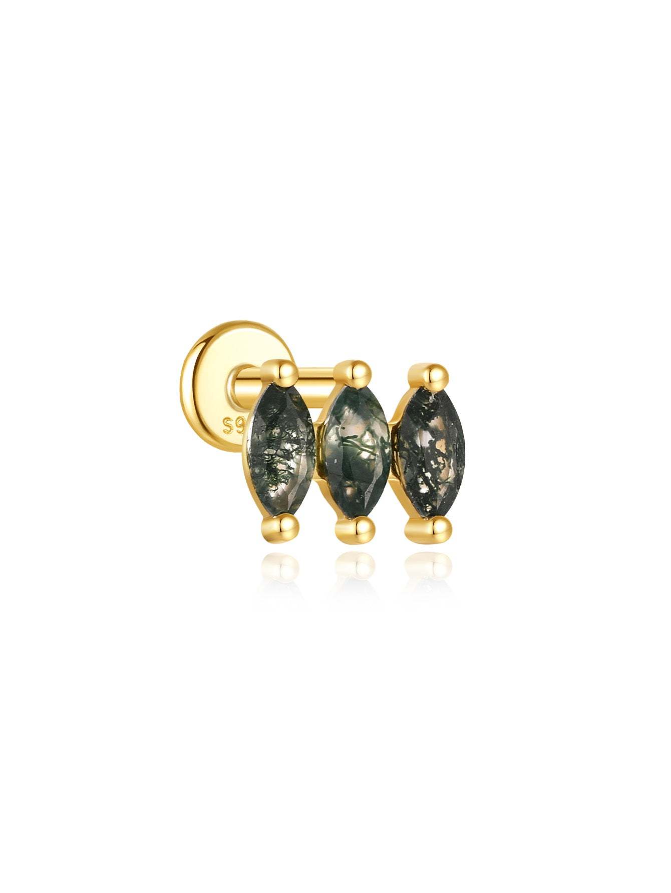 S925 Natural Water Plant Agate Earring Series-Olarajewelry