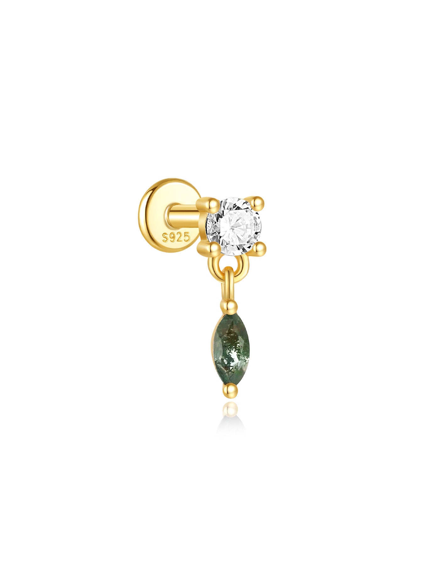 S925 Natural Water Plant Agate Earring Series-Olarajewelry