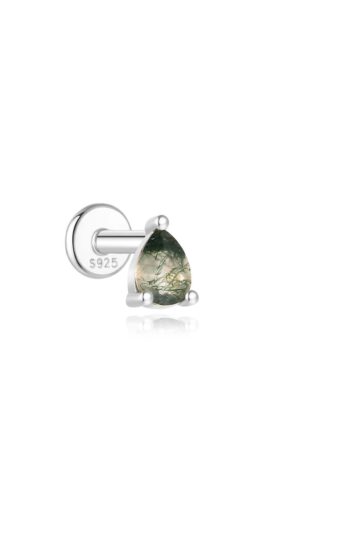 S925 Three-Claw Water Drop Agate Ear Piercing Stud-Olarajewelry