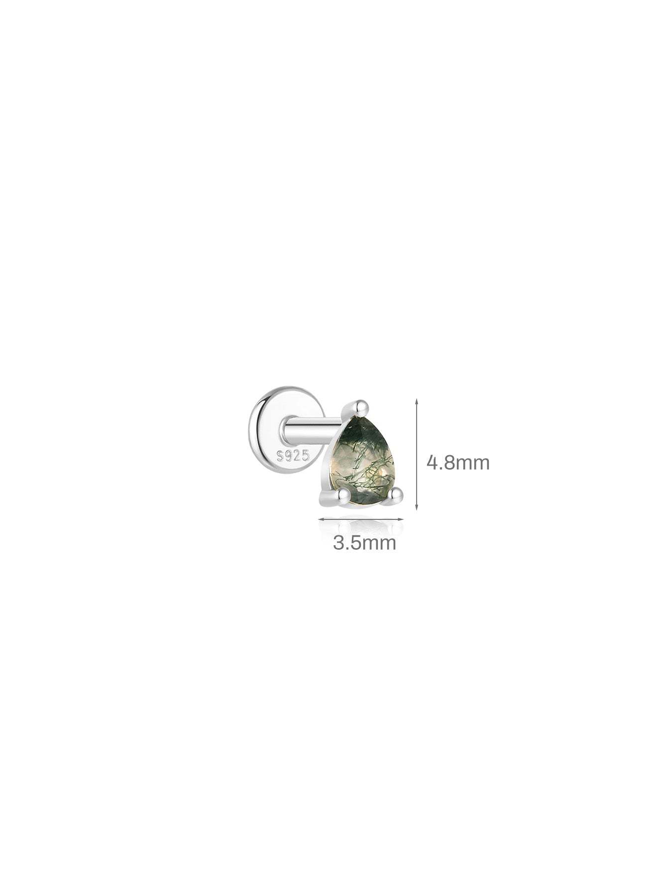 S925 Three-Claw Water Drop Agate Ear Piercing Stud-Olarajewelry