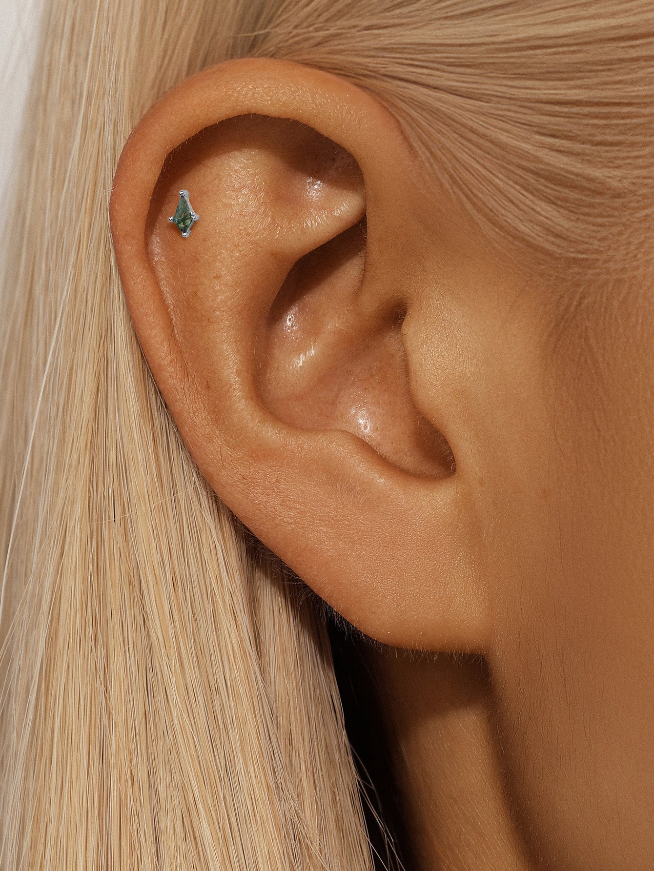 S925 Mini Prism Agate Ear Piercing Stud-Olarajewelry