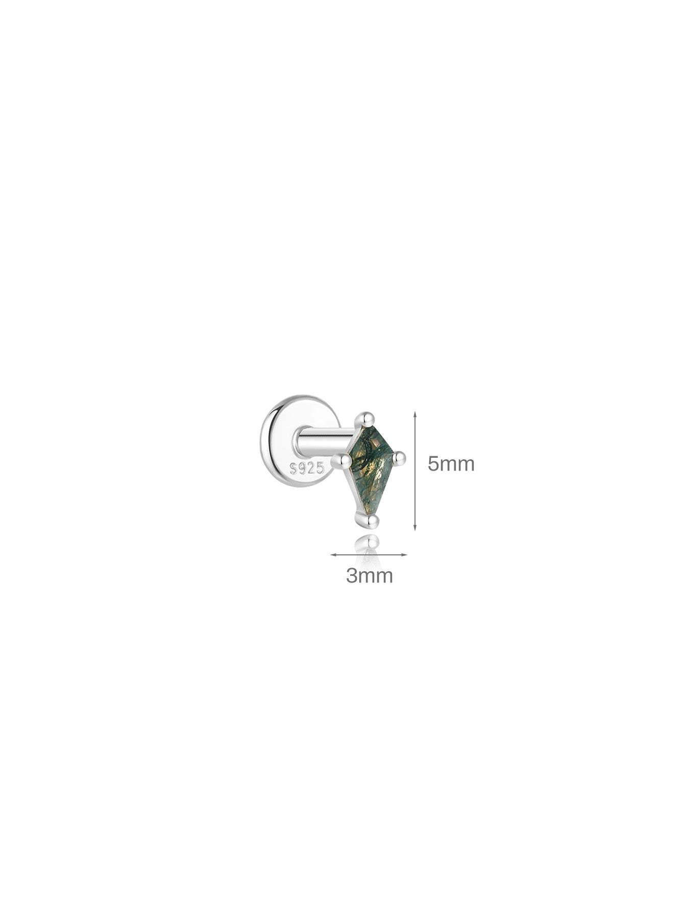 S925 Mini Prism Agate Ear Piercing Stud-Olarajewelry