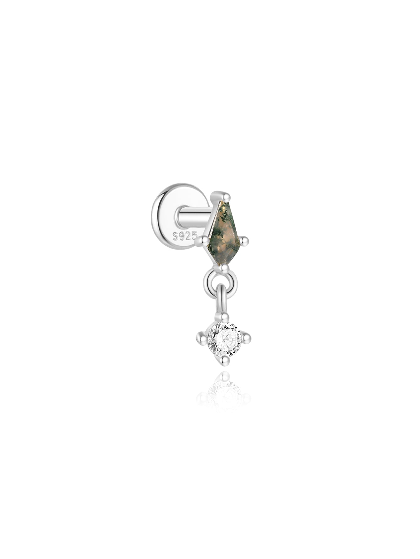 S925 Natural Water Plant Agate Earring Series-Olarajewelry