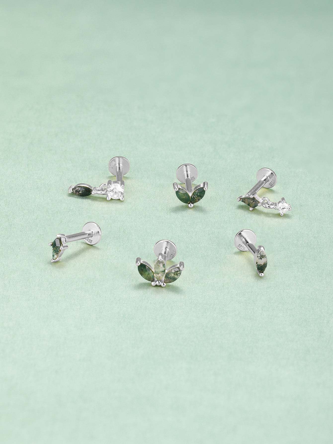 S925 Mini Prism Agate Ear Piercing Stud-Olarajewelry