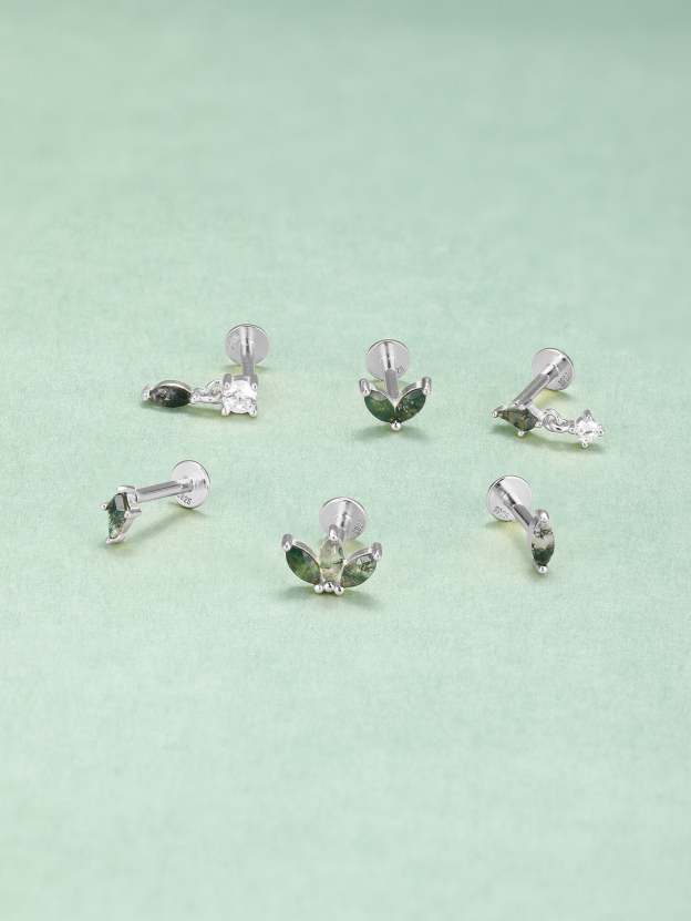 S925 Mini Prism Agate Ear Piercing Stud-Olarajewelry