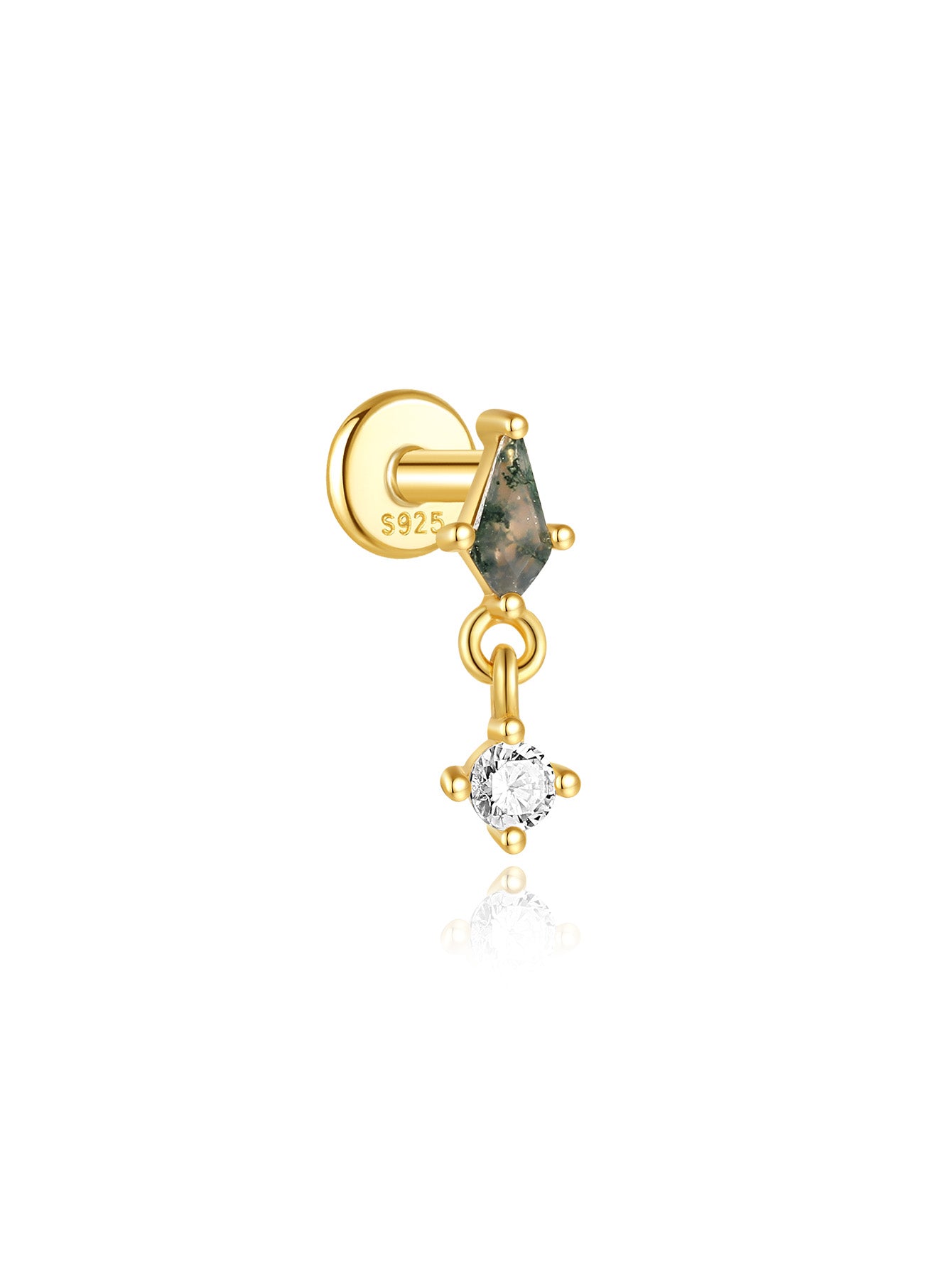 S925 Natural Water Plant Agate Earring Series-Olarajewelry