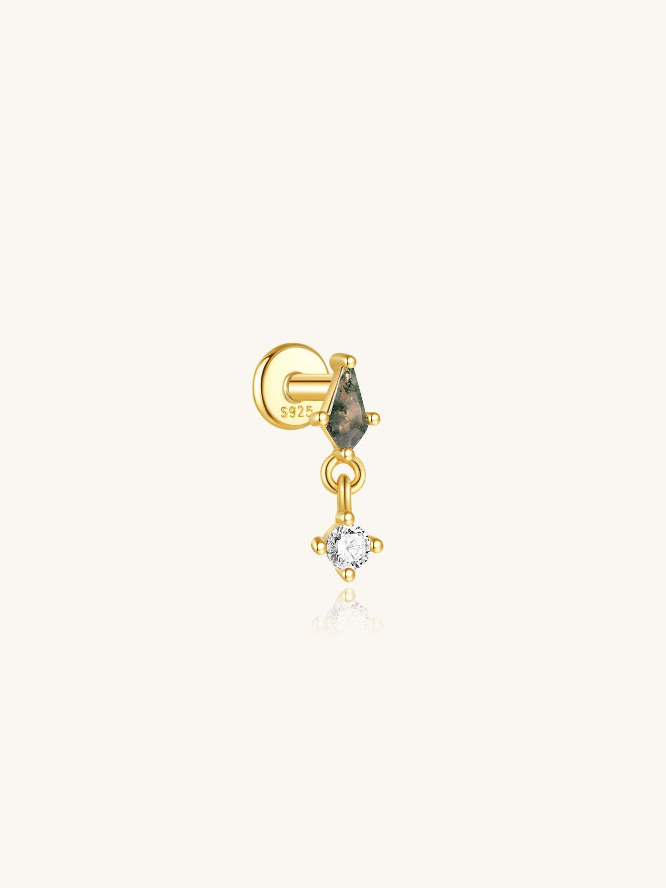 S925 Prismatic Agate Pendant Ear Piercing Stud-Olarajewelry