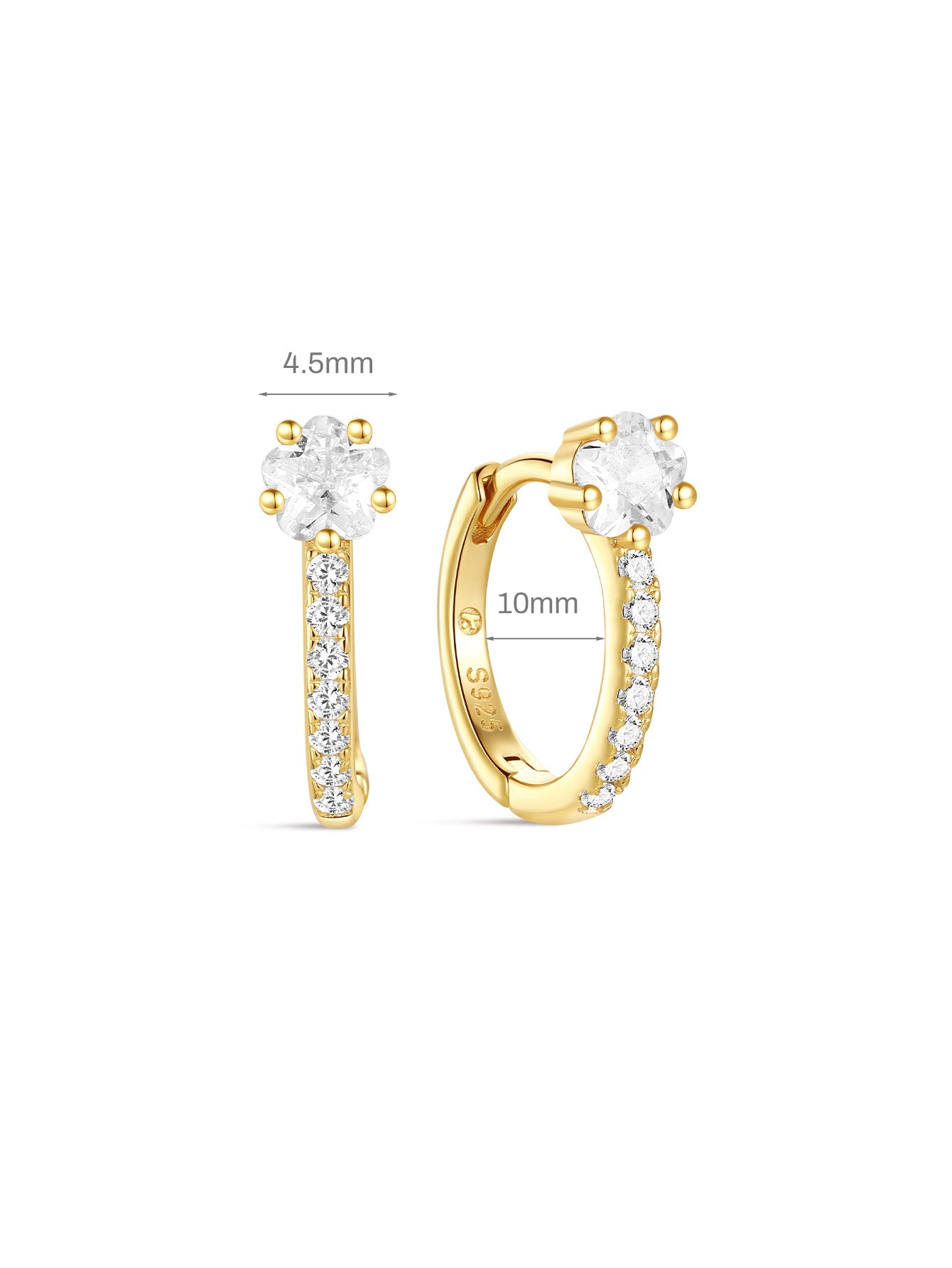 S925 Shiny Cherry Blossom Zirconia Flower Hoop Earrings-Olarajewelry