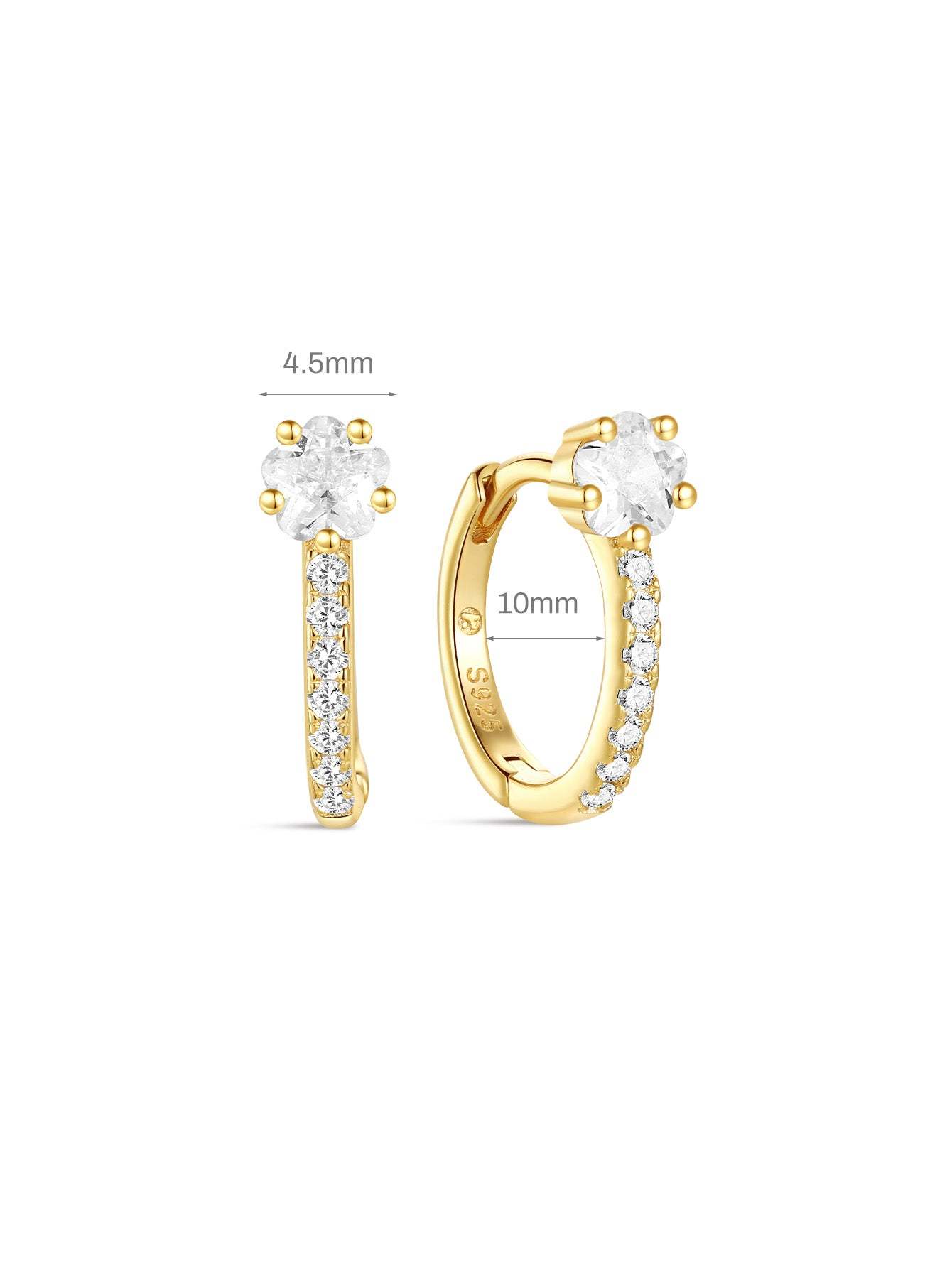 S925 Shiny Cherry Blossom Zirconia Flower Hoop Earrings-Olarajewelry