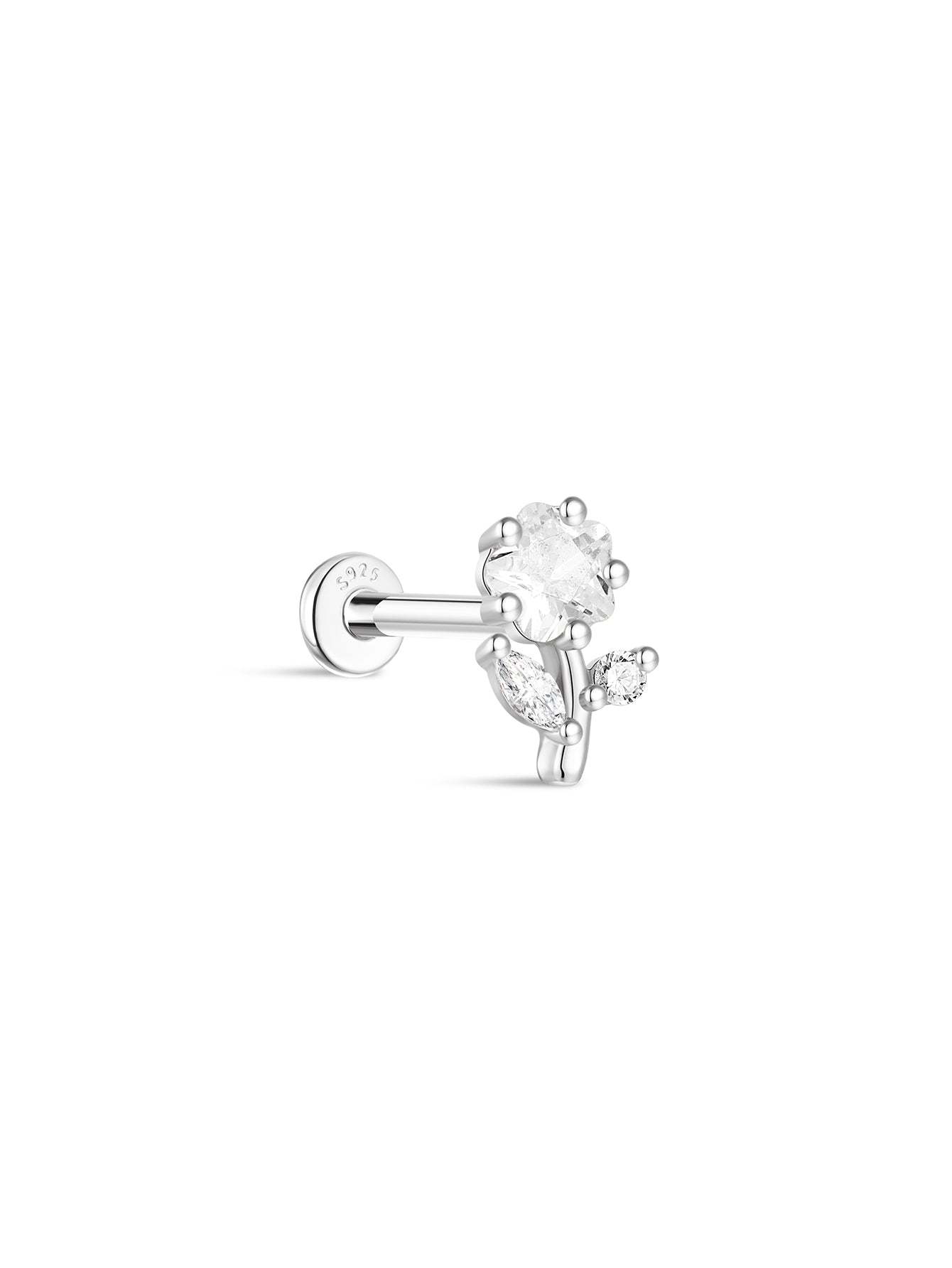 S925 Shiny Cherry Blossom Zirconia Flatback-Olarajewelry