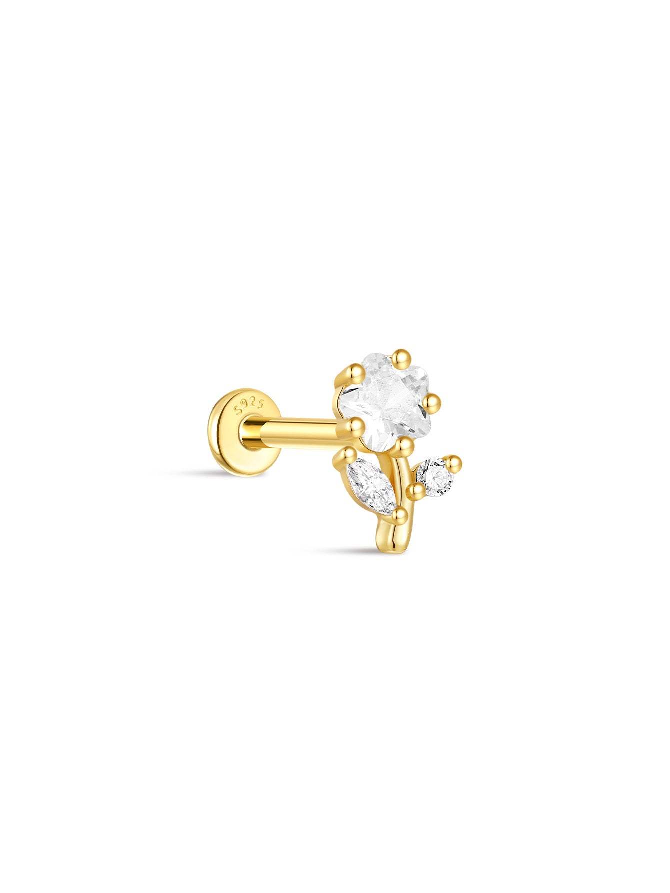 S925 Shiny Cherry Blossom Zirconia Flatback-Olarajewelry