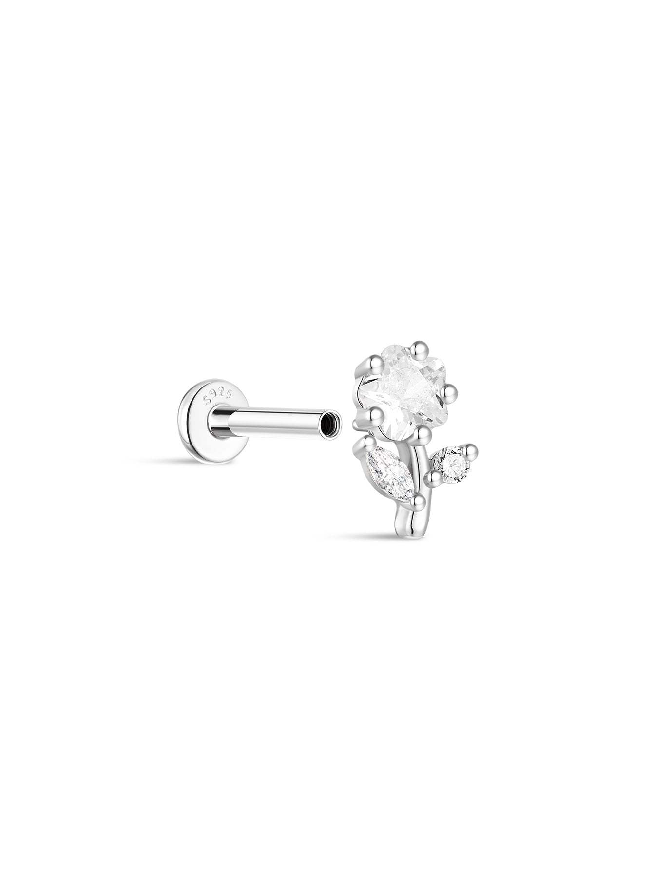 S925 Shiny Cherry Blossom Zirconia Flatback-Olarajewelry