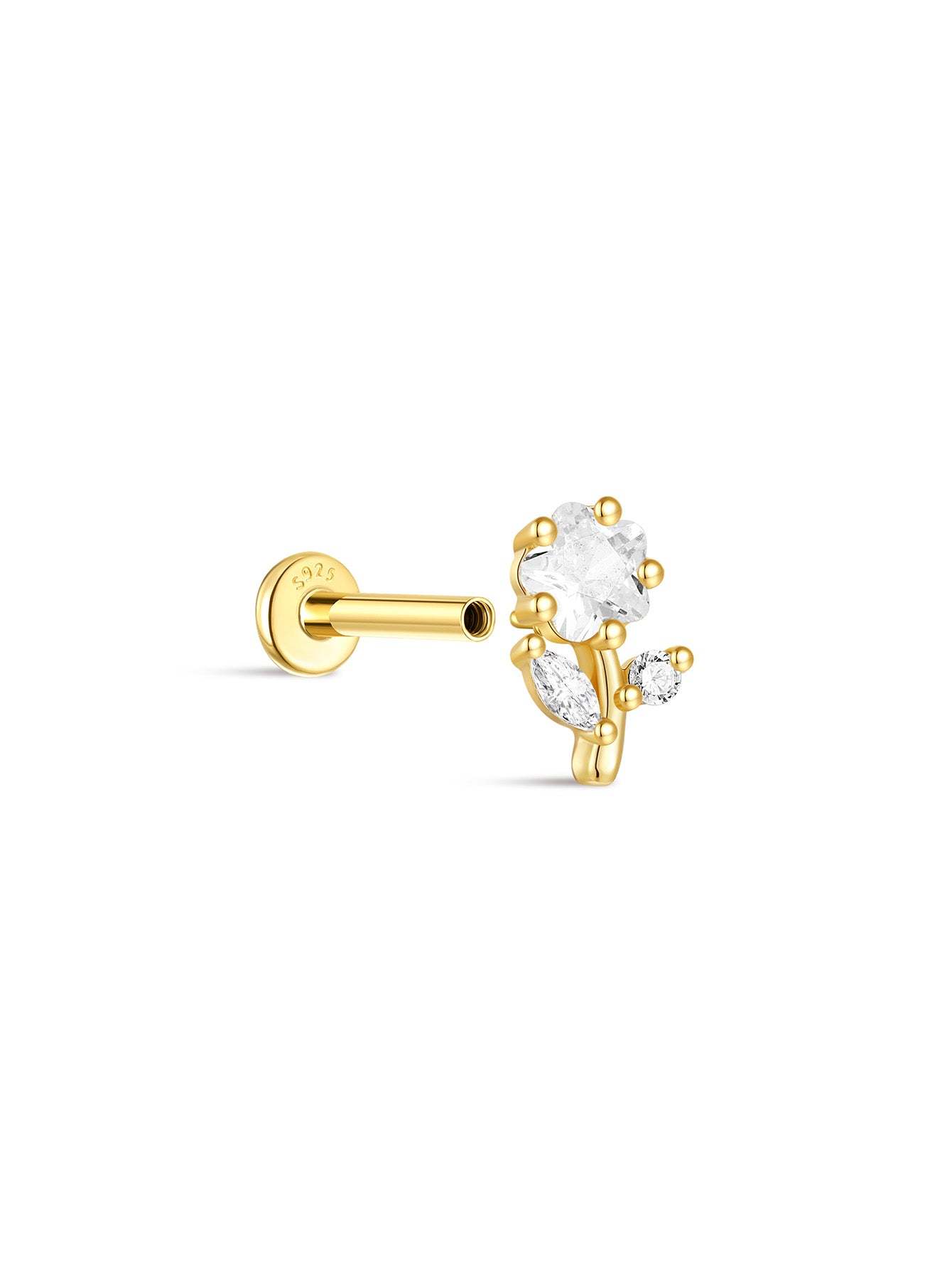 S925 Shiny Cherry Blossom Zirconia Flatback-Olarajewelry