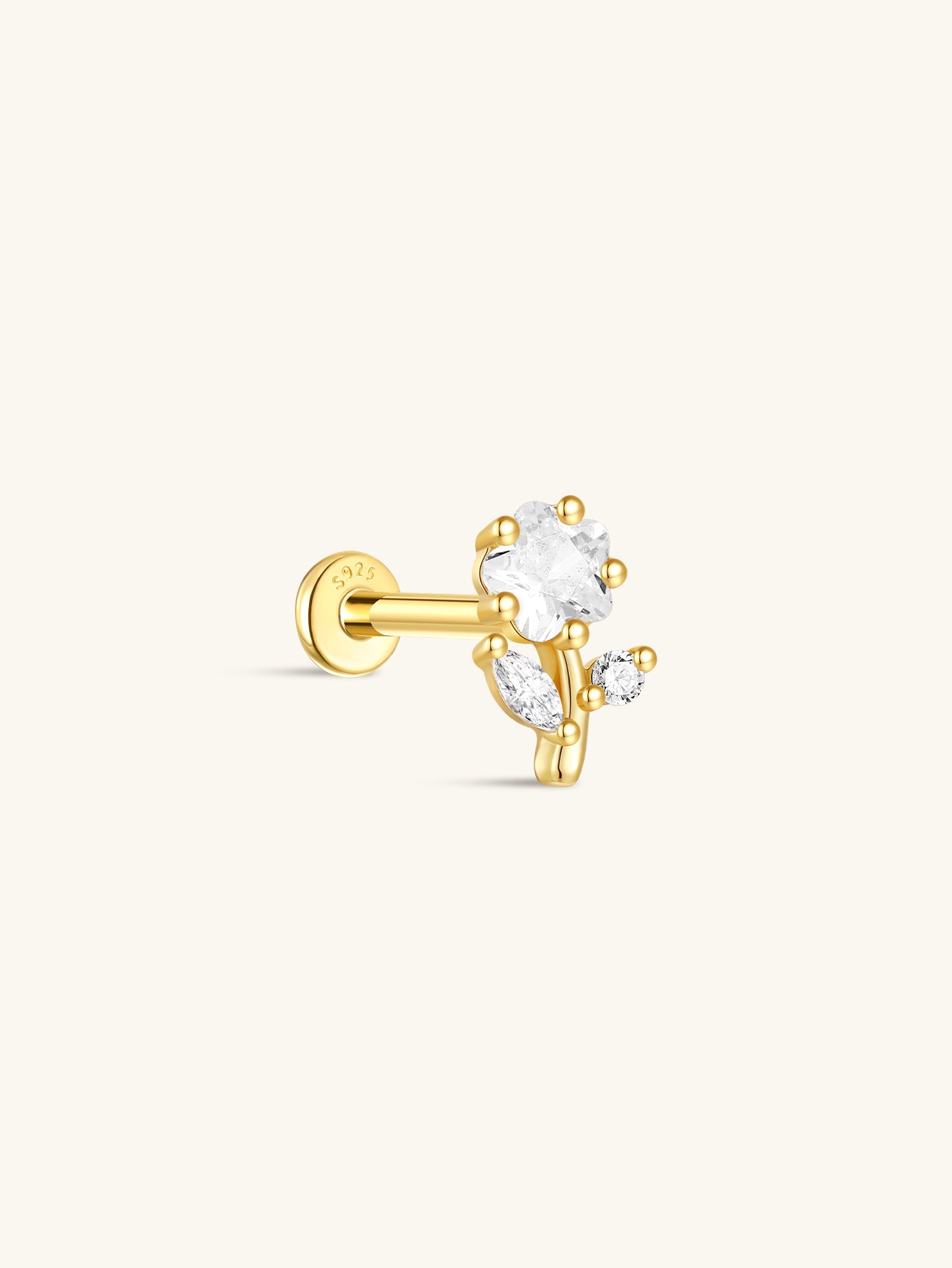S925 Shiny Cherry Blossom Zirconia Flatback-Olarajewelry