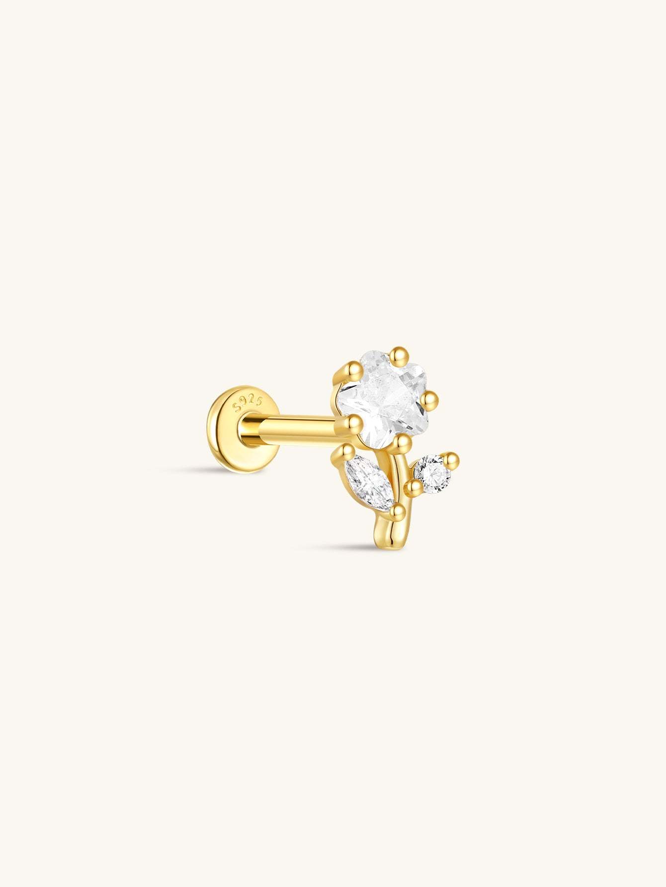 S925 Shiny Cherry Blossom Zirconia Flatback-Olarajewelry