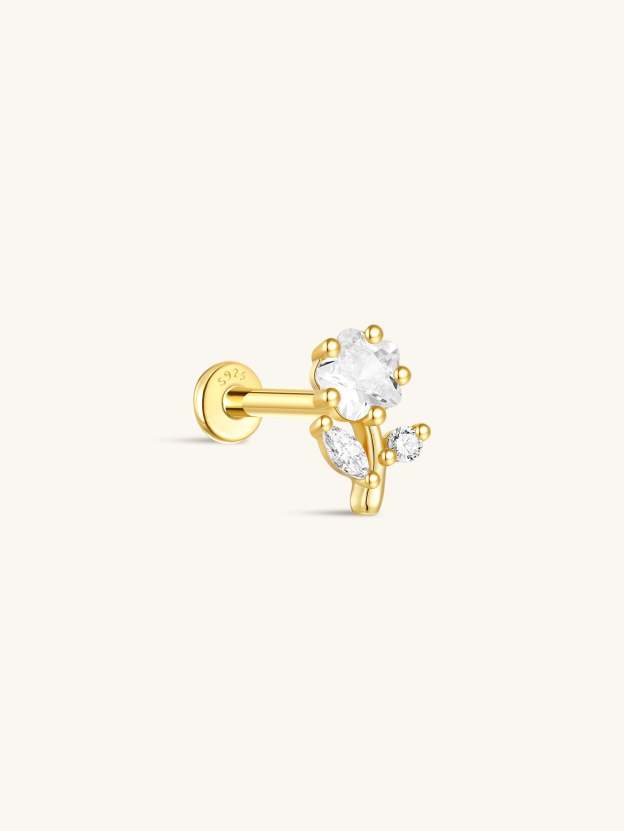 S925 Shiny Cherry Blossom Zirconia Flatback-Olarajewelry