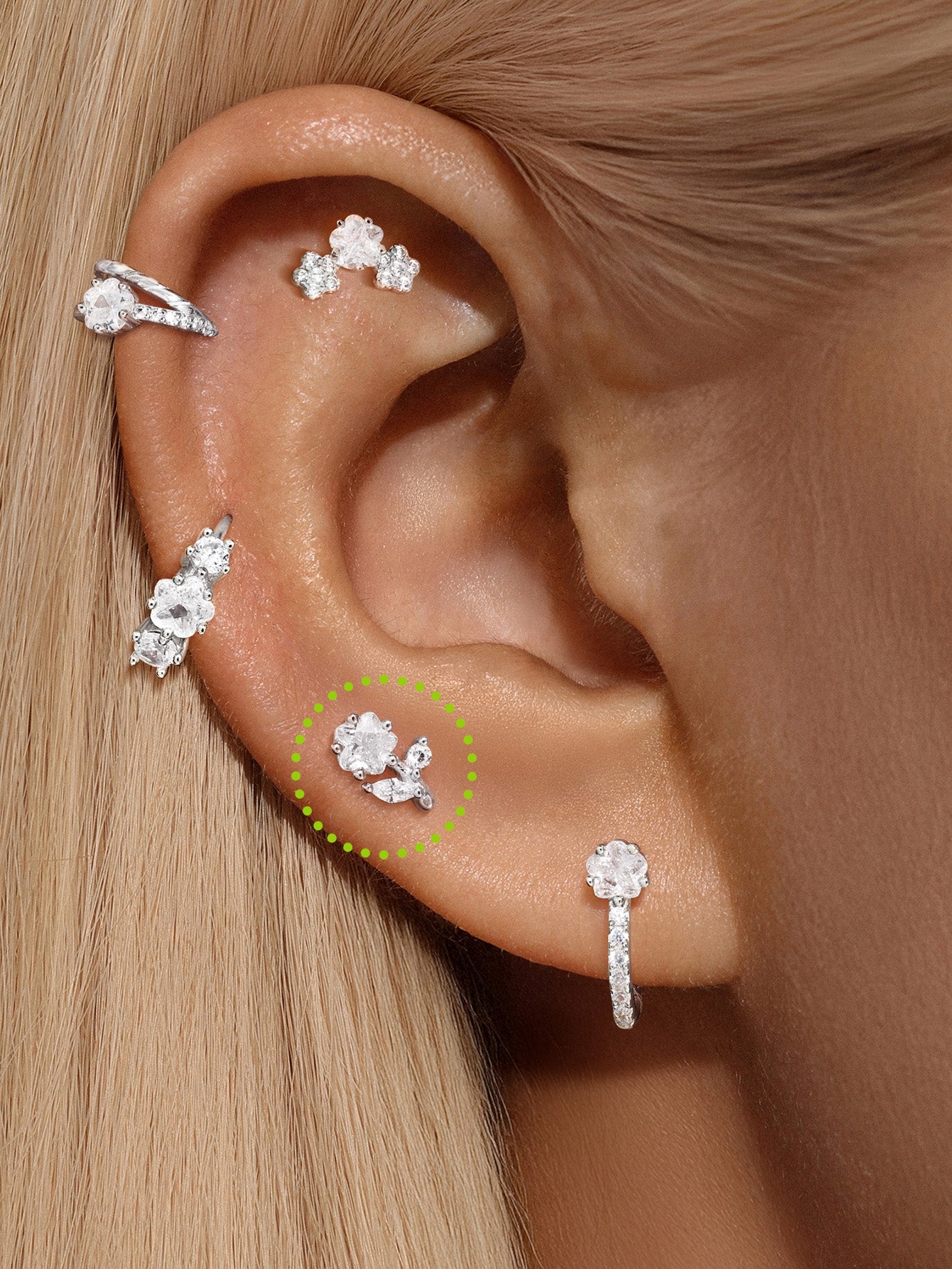 S925 Shiny Cherry Blossom Zirconia Flatback-Olarajewelry