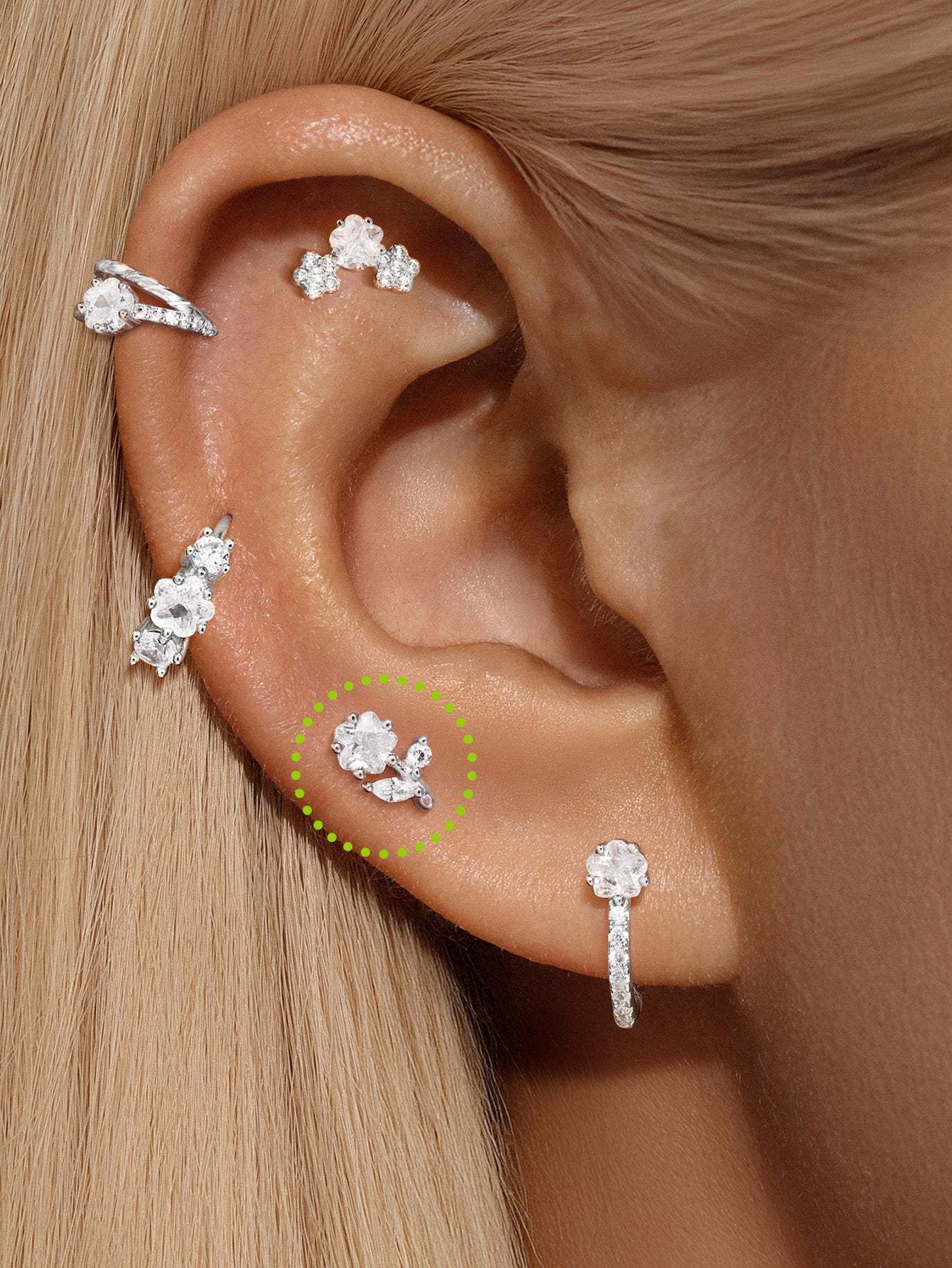 S925 Shiny Cherry Blossom Zirconia Flatback-Olarajewelry
