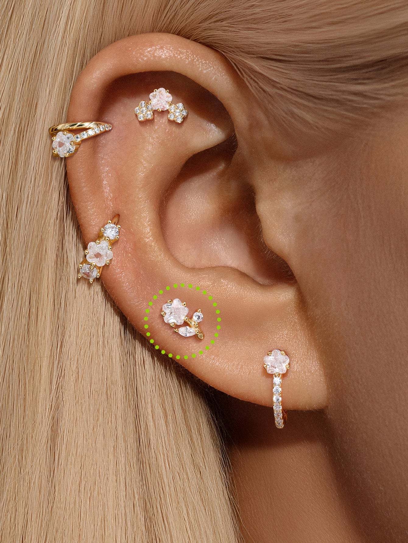 S925 Shiny Cherry Blossom Zirconia Flatback-Olarajewelry