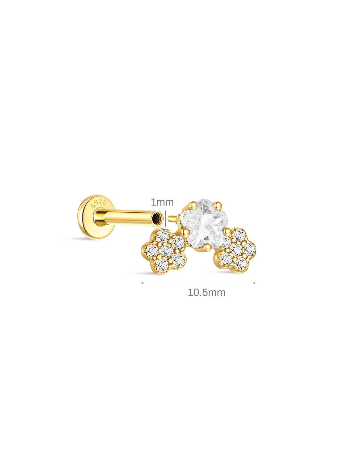 S925 Cherry Blossom Zirconia Flatback-Olarajewelry