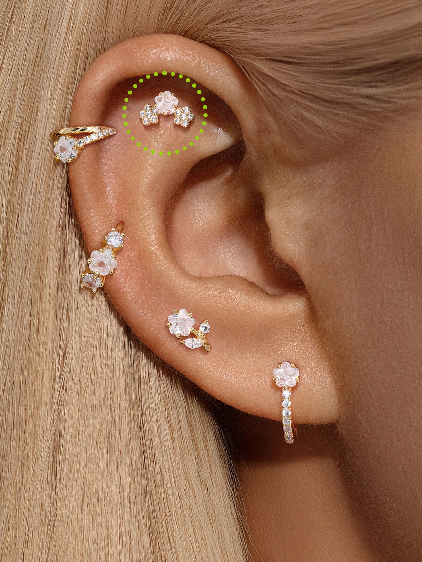 S925 Cherry Blossom Zirconia Flatback-Olarajewelry