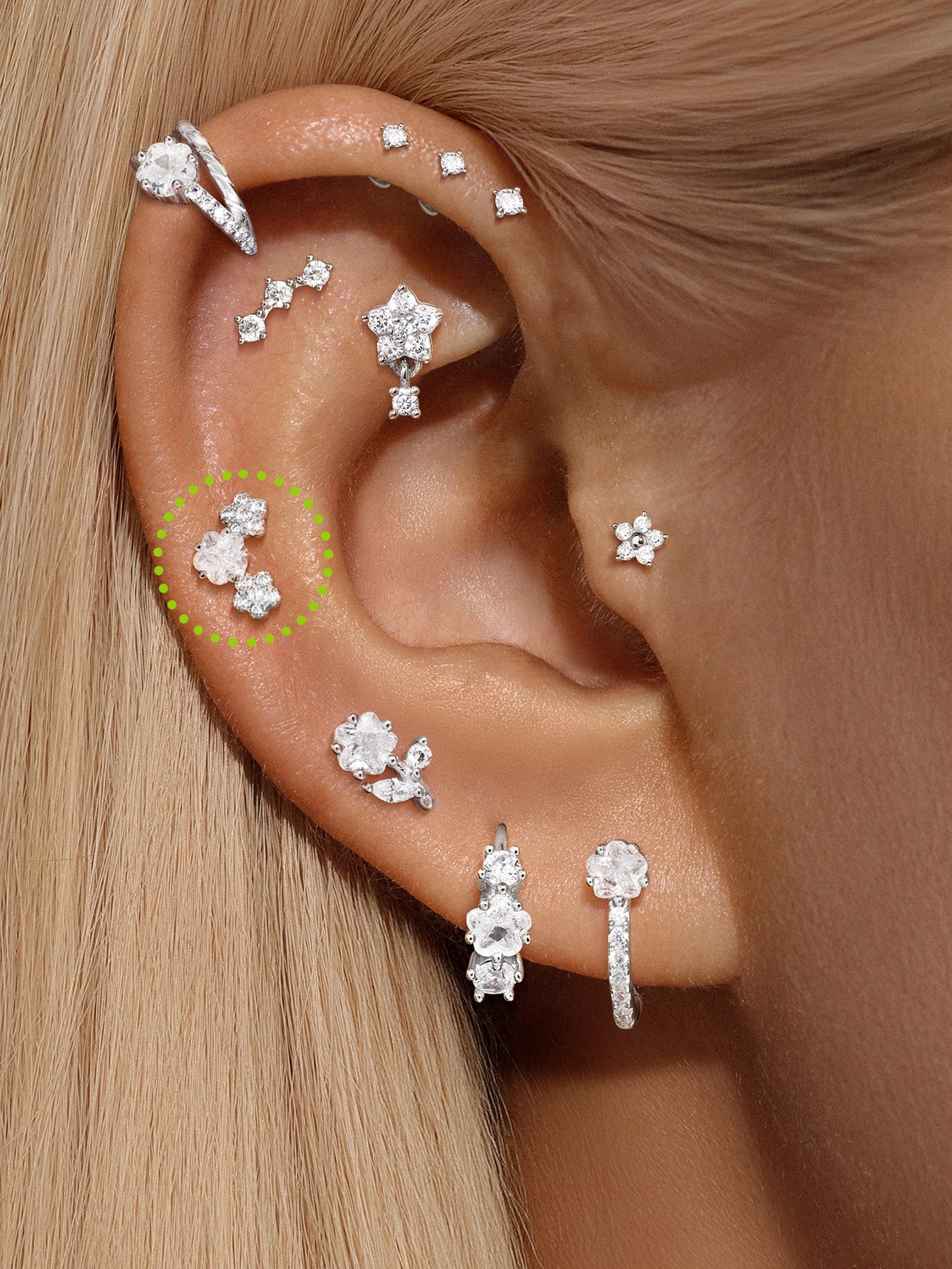 S925 Cherry Blossom Zirconia Flatback-Olarajewelry