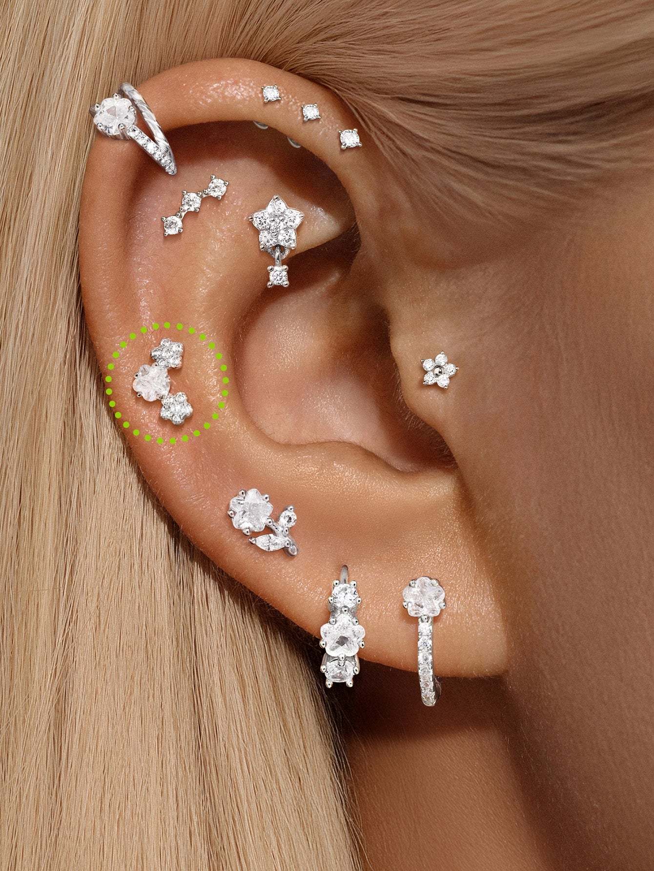S925 Cherry Blossom Zirconia Flatback-Olarajewelry