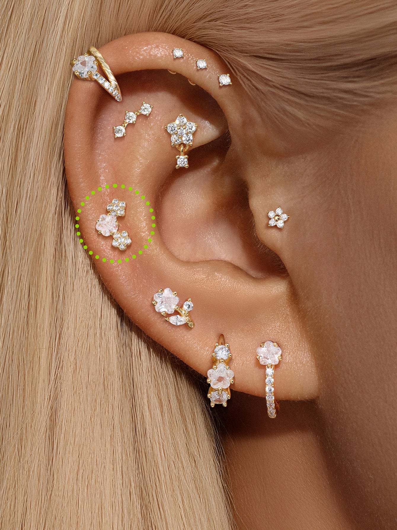 S925 Cherry Blossom Zirconia Flatback-Olarajewelry