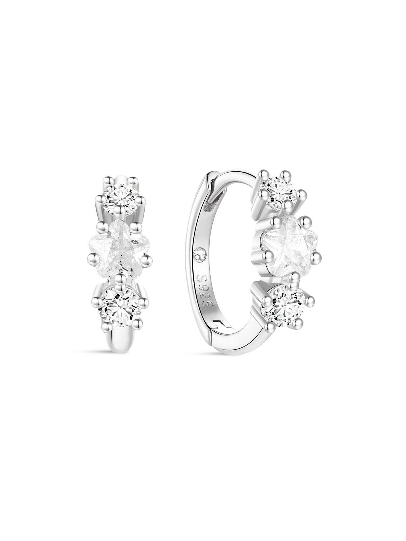 S925 Cherry Blossom Zirconia Flower Hoop Earrings-Olarajewelry