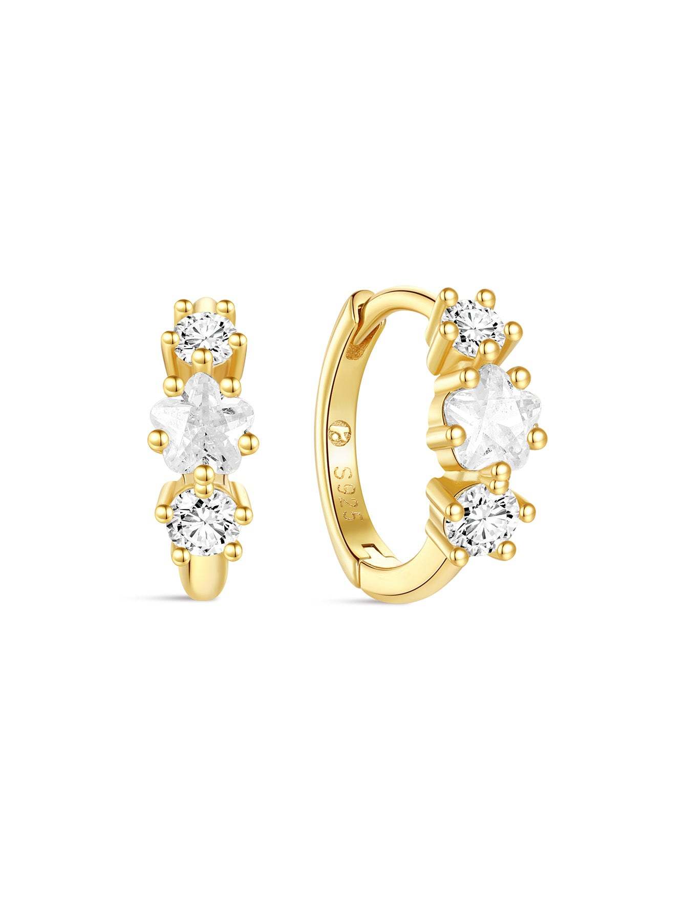 S925 Cherry Blossom Zirconia Flower Hoop Earrings-Olarajewelry