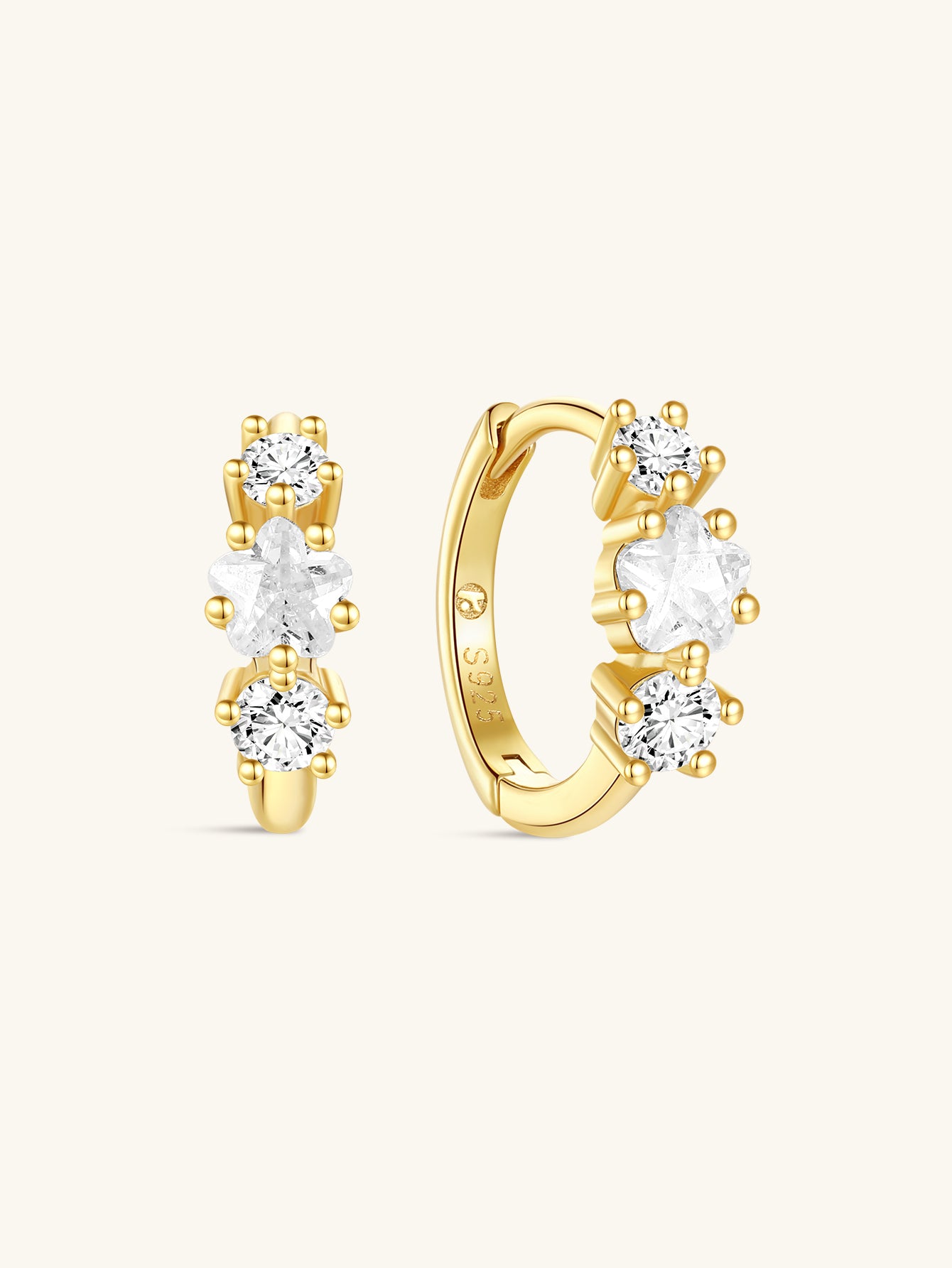 S925 Cherry Blossom Zirconia Flower Hoop Earrings-Olarajewelry