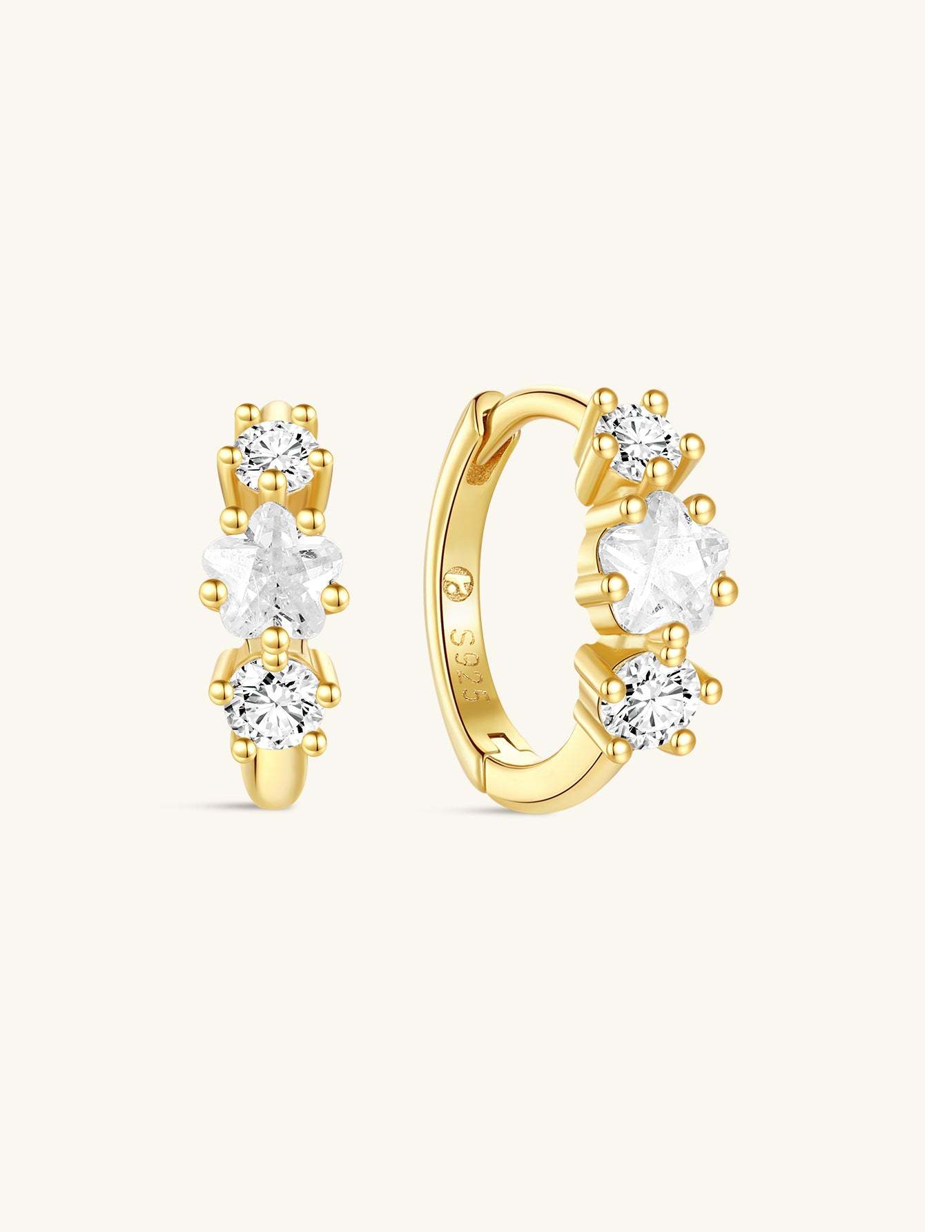 S925 Cherry Blossom Zirconia Flower Hoop Earrings-Olarajewelry