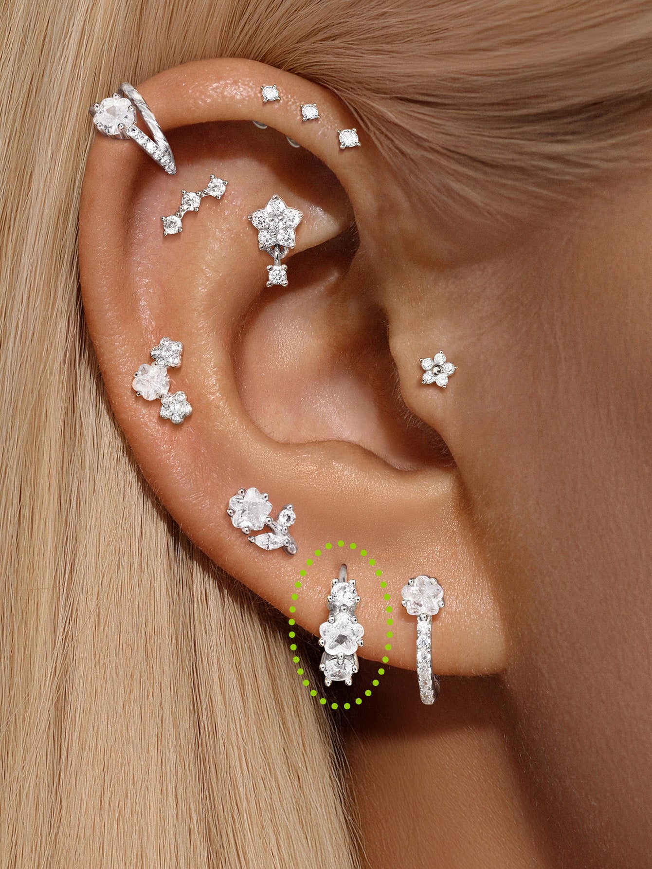 S925 Cherry Blossom Zirconia Flower Hoop Earrings-Olarajewelry