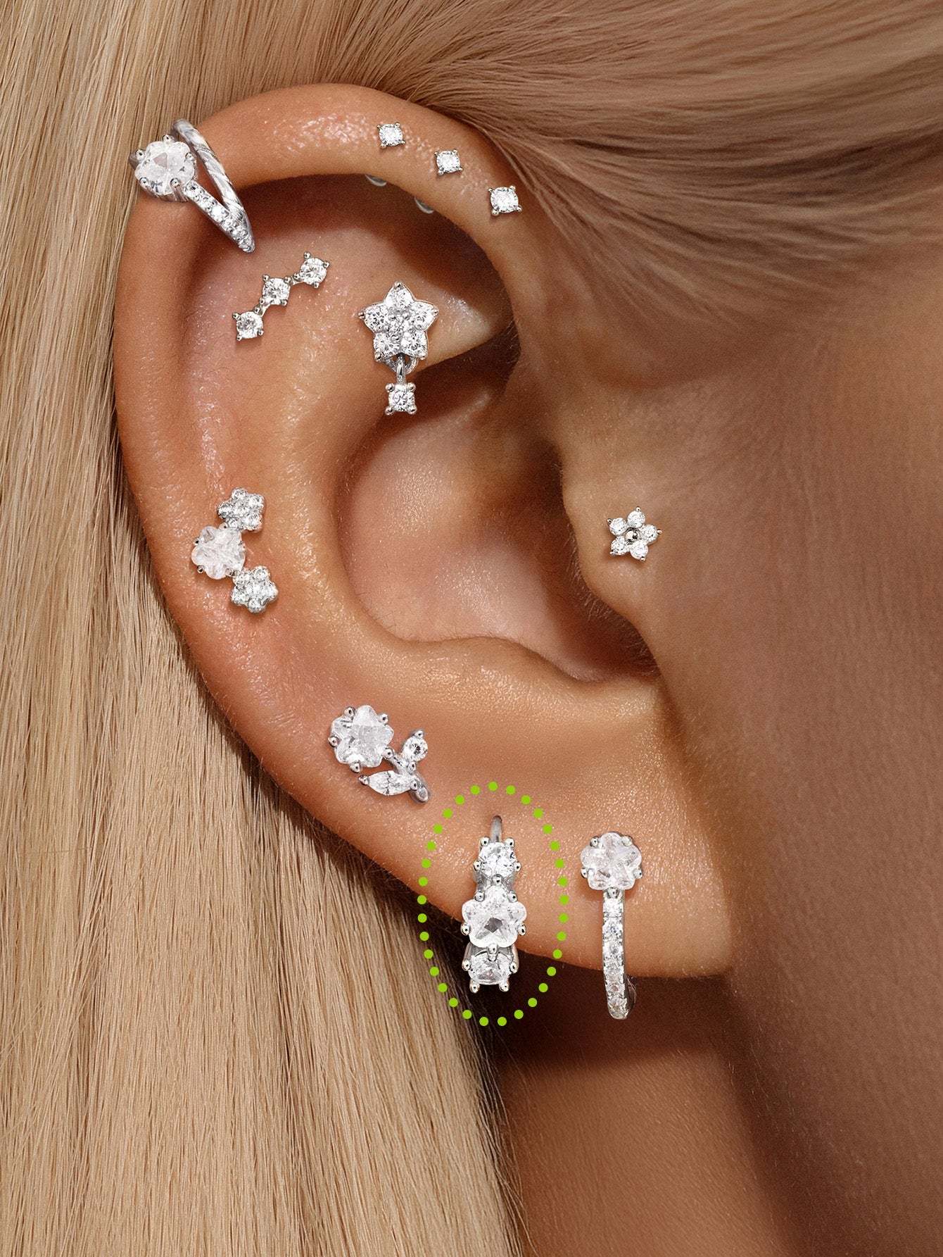S925 Cherry Blossom Zirconia Flower Hoop Earrings-Olarajewelry